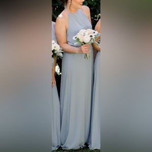 Show Me Your MuMu Light Blue Bridesmaids dress. Halter top backless gown